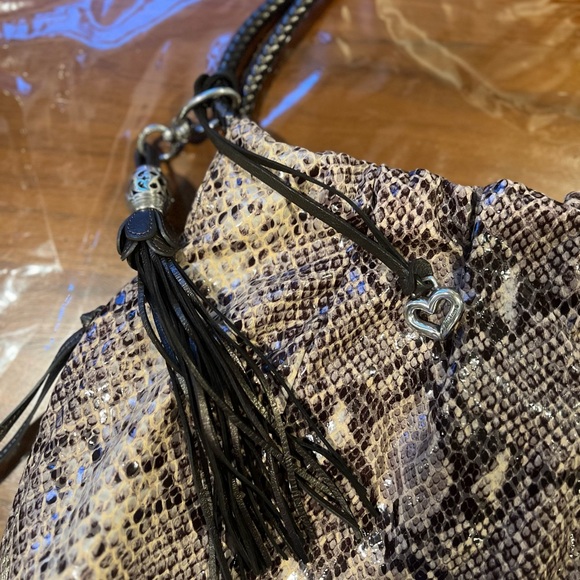 Brighton Black and Gray Hobo Bag with Slouchy Shape and Stylish Tassel - Picture 3 of 8